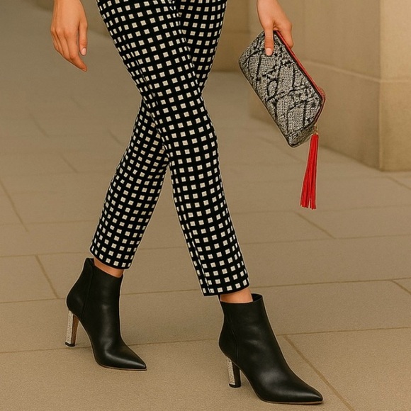 MICHAEL Michael Kors Shoes - Michael Kors Halle Leather Ankle Bootie Black with Crystal Heel Size 7.5M NWB